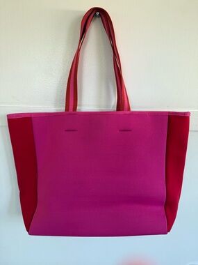 Summersalt Neoprene Beach Tote Bag Pink & Red Preppy Pool Vacation Resort Travel